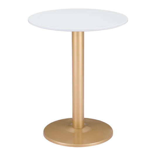 24" Gold And White Round End Table