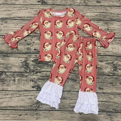 Santa Stripe two piece ruffle set