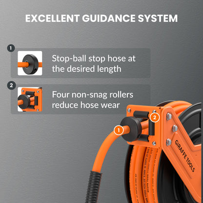 Retractable Air Hose Reel-Alloy Steel Reel-3/8in 25ft-50ft