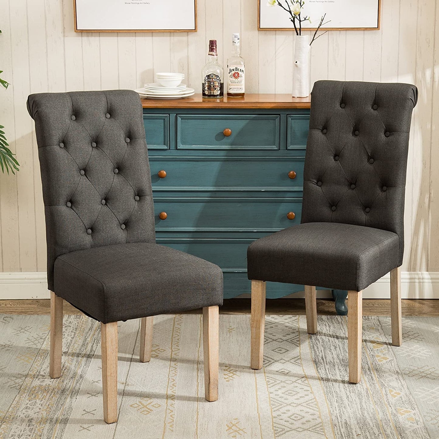 Charcoal Tufted Dining Chairs ShipItFurniture