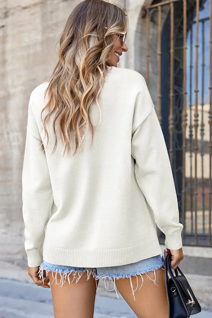 Milatrix Shoulder Pullover Solid Sweater