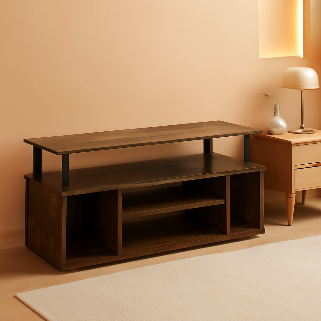 Jaya Amber Pine TV Stand for 55 Inch TV with Storage