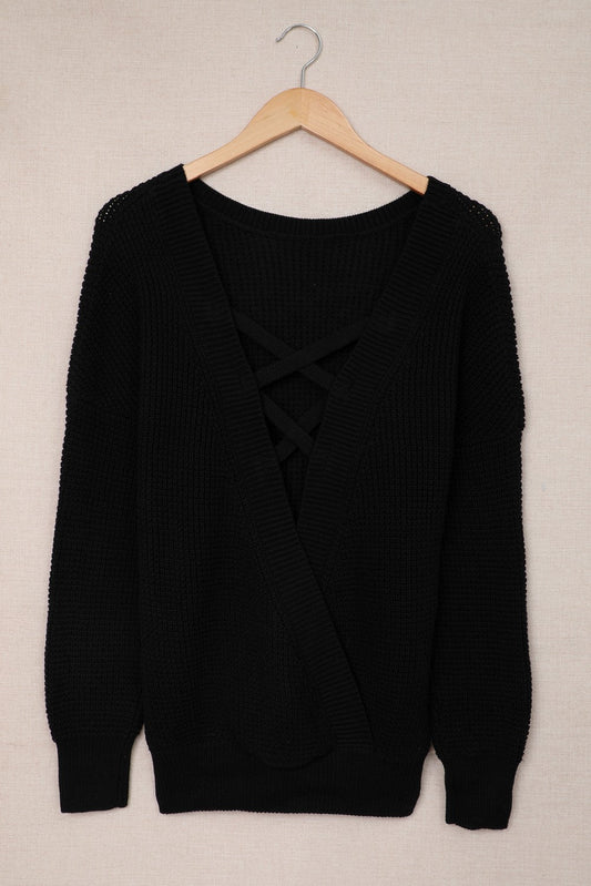Amelia Back Hollow Out Sweater