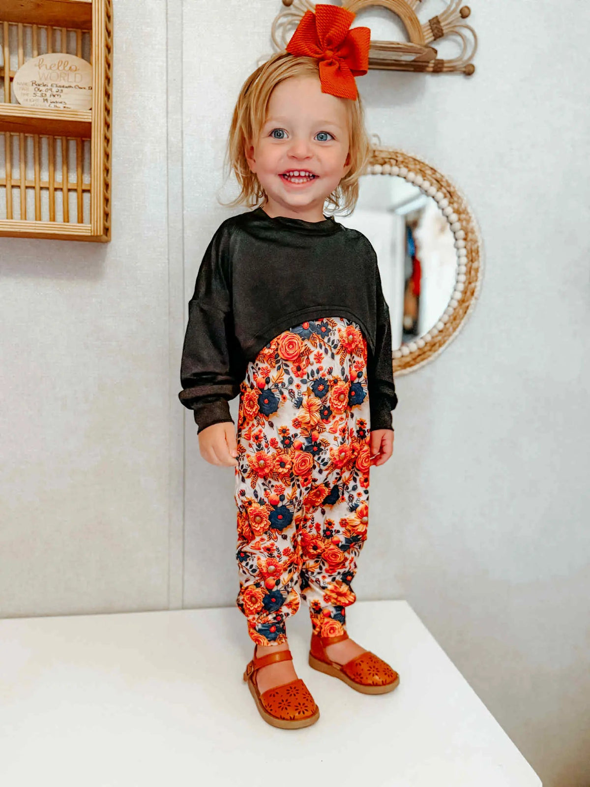 3D Floral honey/ Ollie romper - with snaps - Get it from Bo