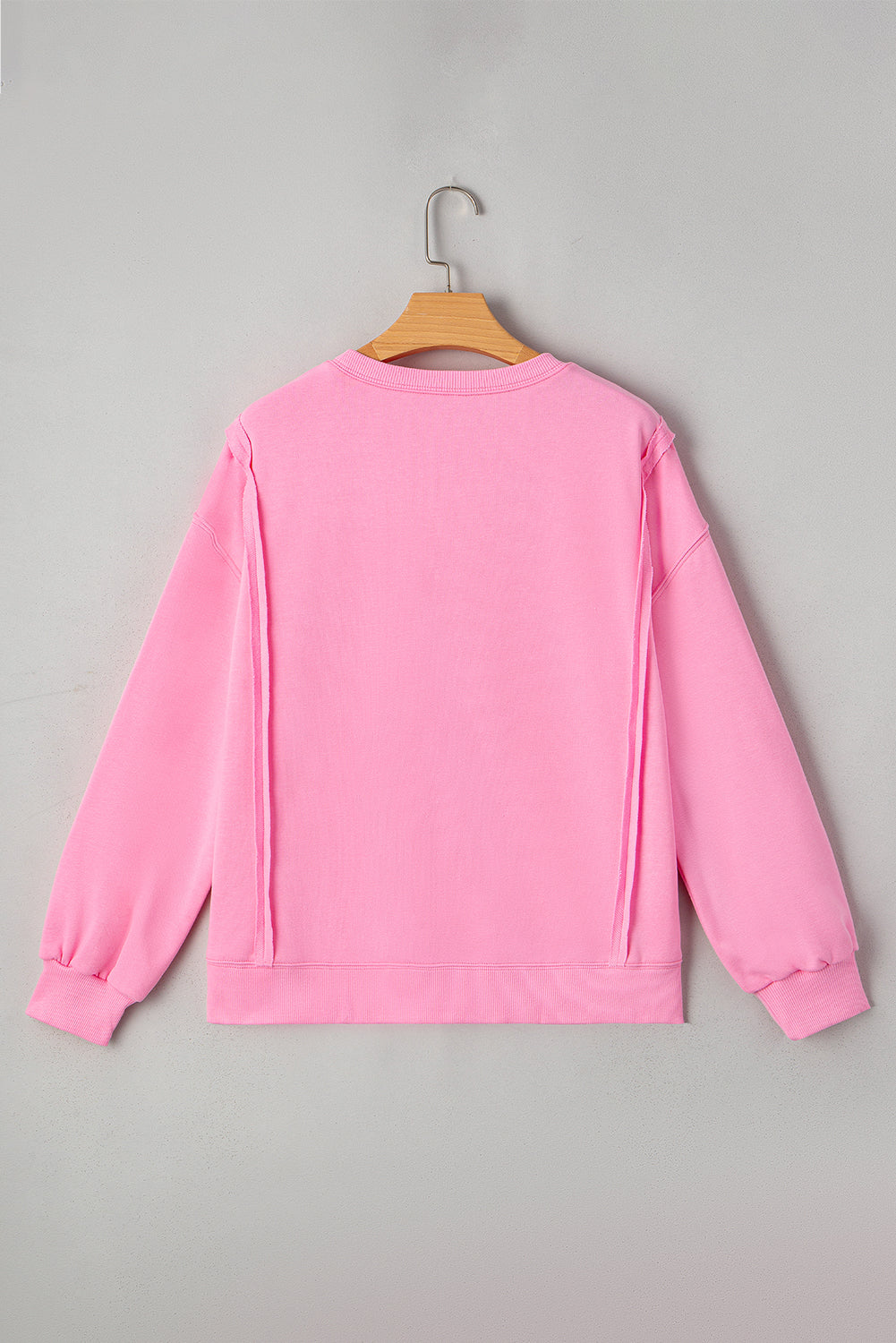 Brianna Lace Bow Embroidered Exposed Seam Sweatshirt Threaded Pear