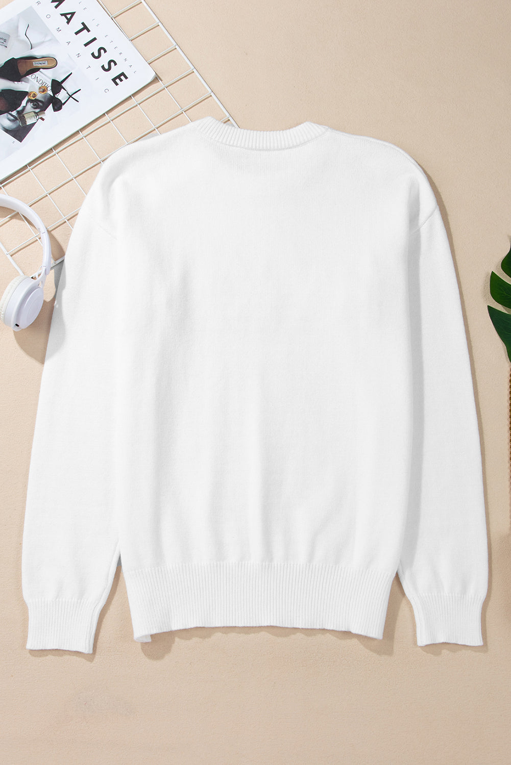 Thankful Embroidered Sweater Threaded Pear