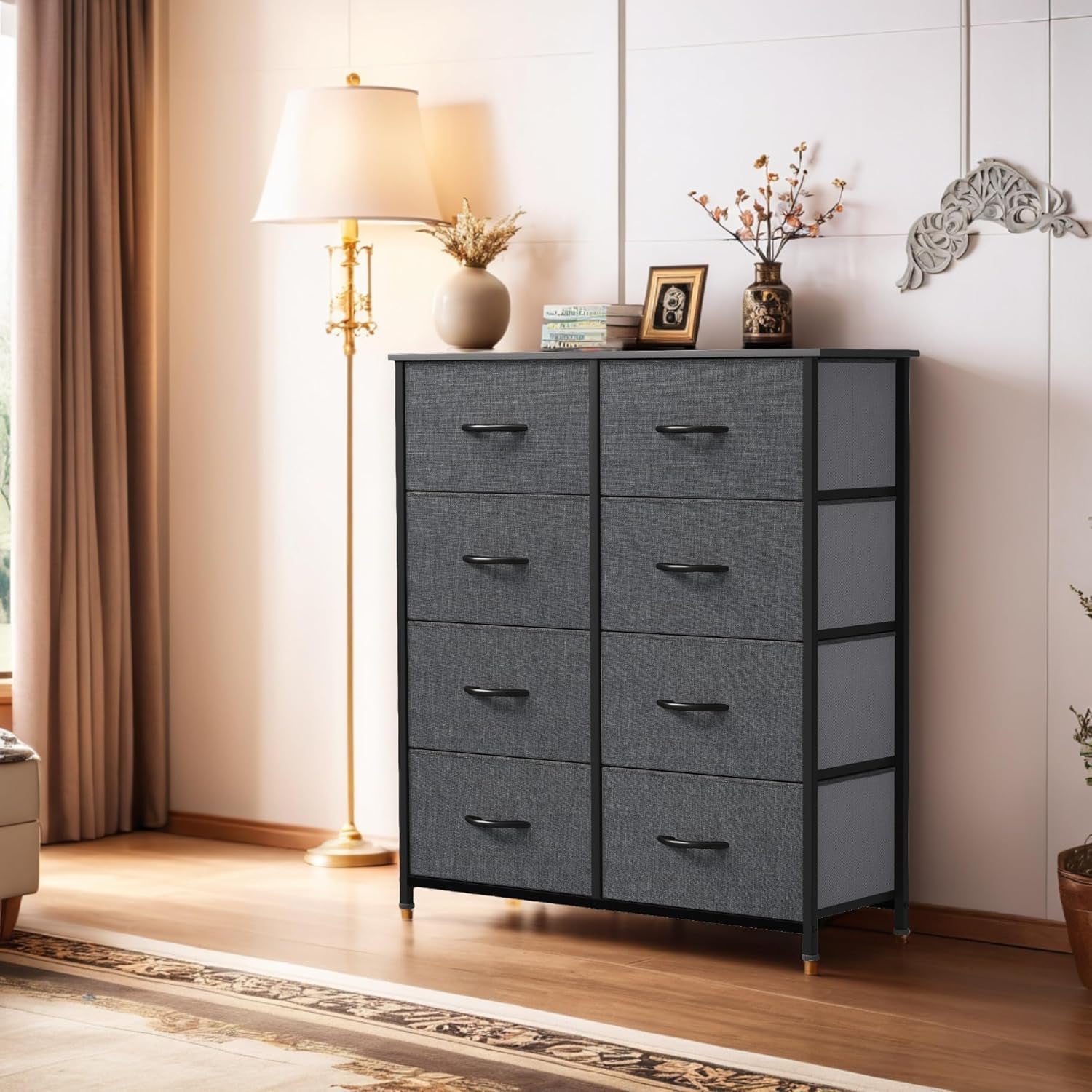 Dresser for Bedroom, Tall Dresser, Fabric Dresser with 8 Drawers, Double Dresser, Chest of Drawers for Closet, Living Room ShipItFurniture