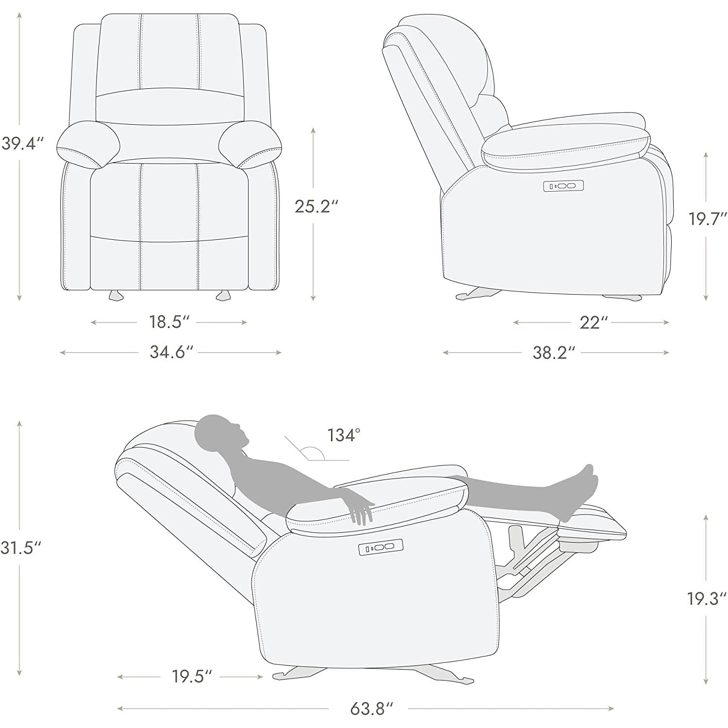 Electric Glider Recliner Chair With Power Recline Cream ShipItFurniture