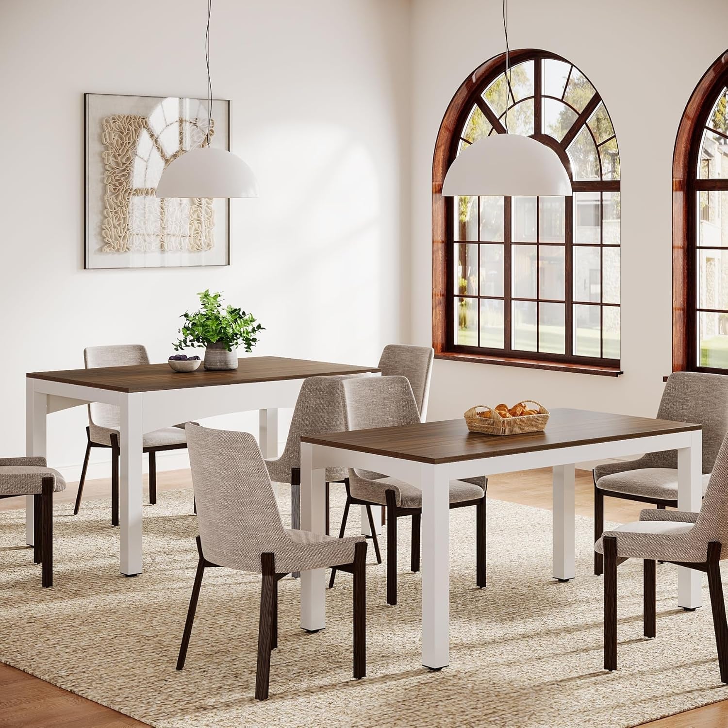 Extendable Farmhouse Dining Table 47 To 95 Inches Brown ShipItFurniture