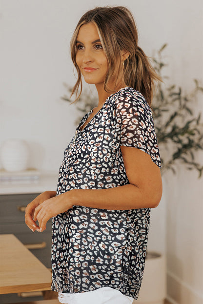 Ellie Flutter Sleeve V Neck Floral Blouse