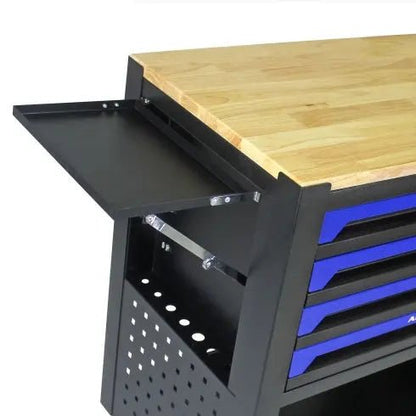 4 DRAWERS MULTIFUNCTIONAL TOOL CART WITH WHEELS AND WOODEN TOP-BLUE - Get it from Bo