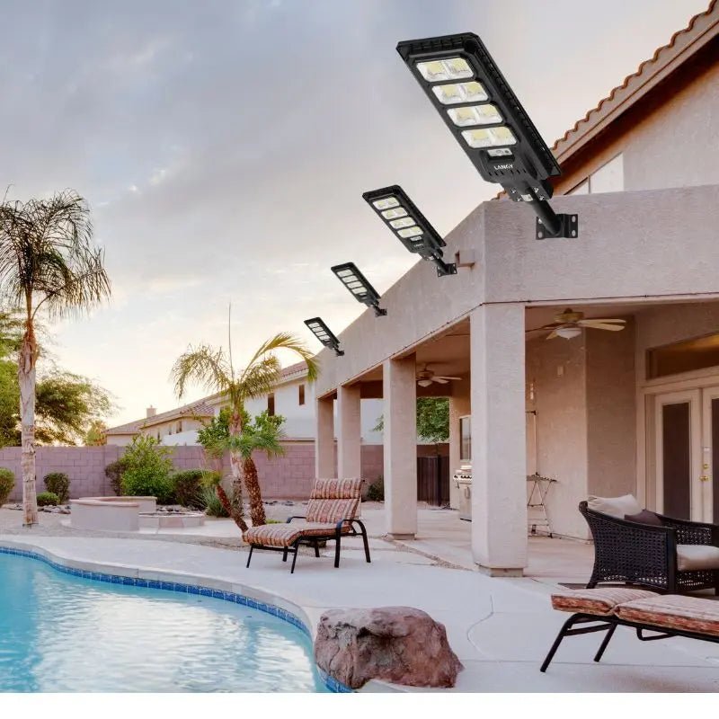 4 pack 200W solar street lights 20000 lumens - Get it from Bo