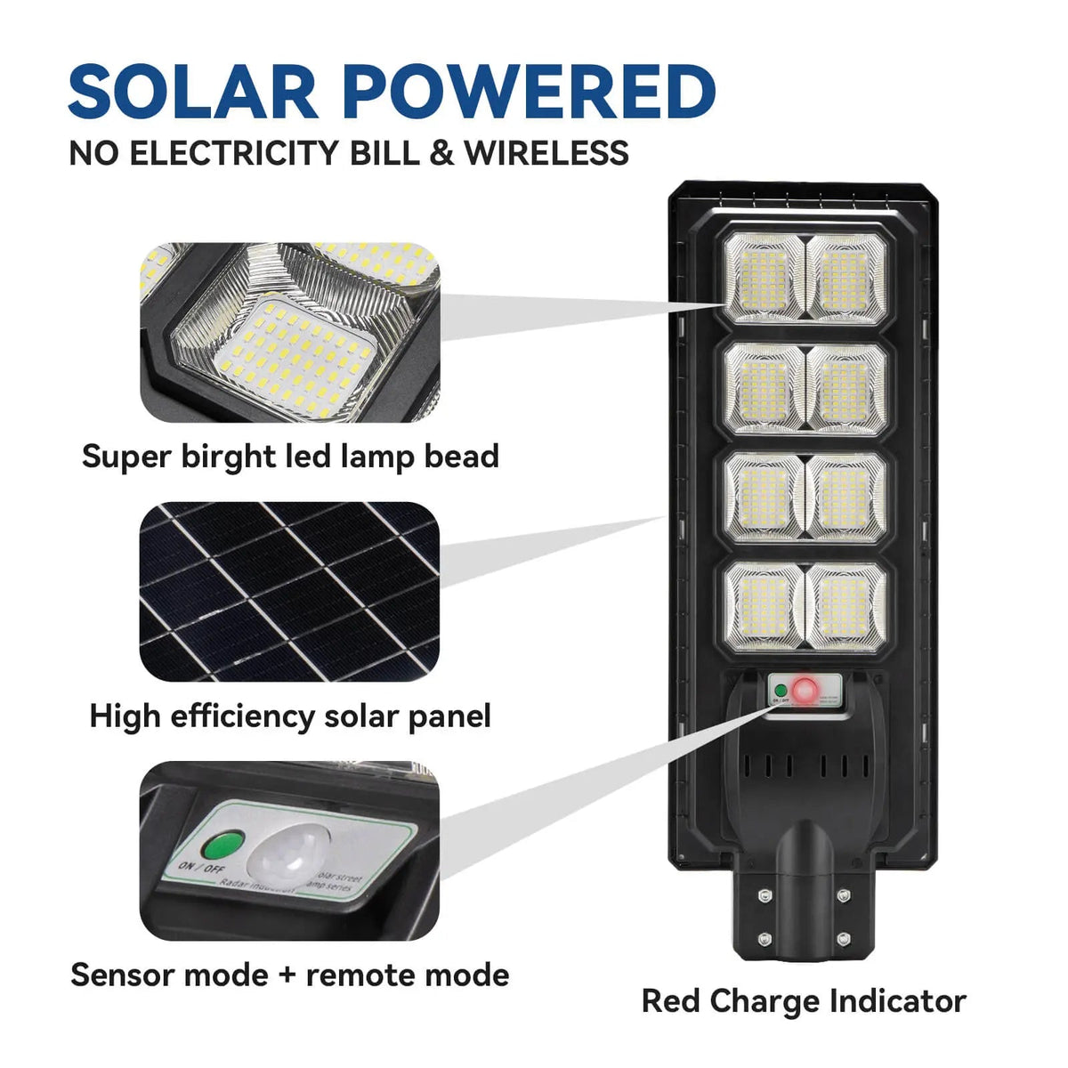 4 pack 200W solar street lights 20000 lumens - Get it from Bo