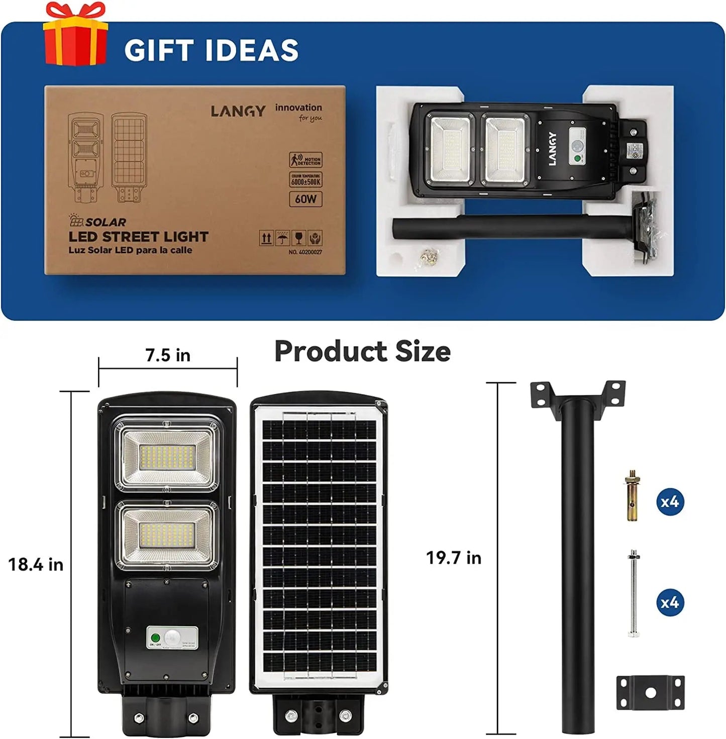 4 PACK 60W solar street light 6000 lumens - Get it from Bo
