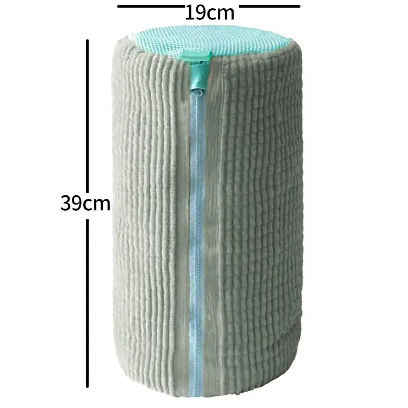 Fluffy Fiber Shoe Washing Bag 360° Surround Cleaning Reusable Durable Machine-Washable Laundry Bag with Zipper Closure (1pc)
