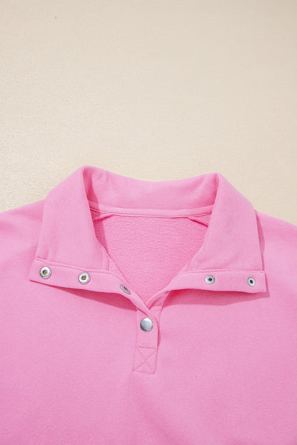 Evangeline Embroidered Flower Buttons Pullover Sweatshirt