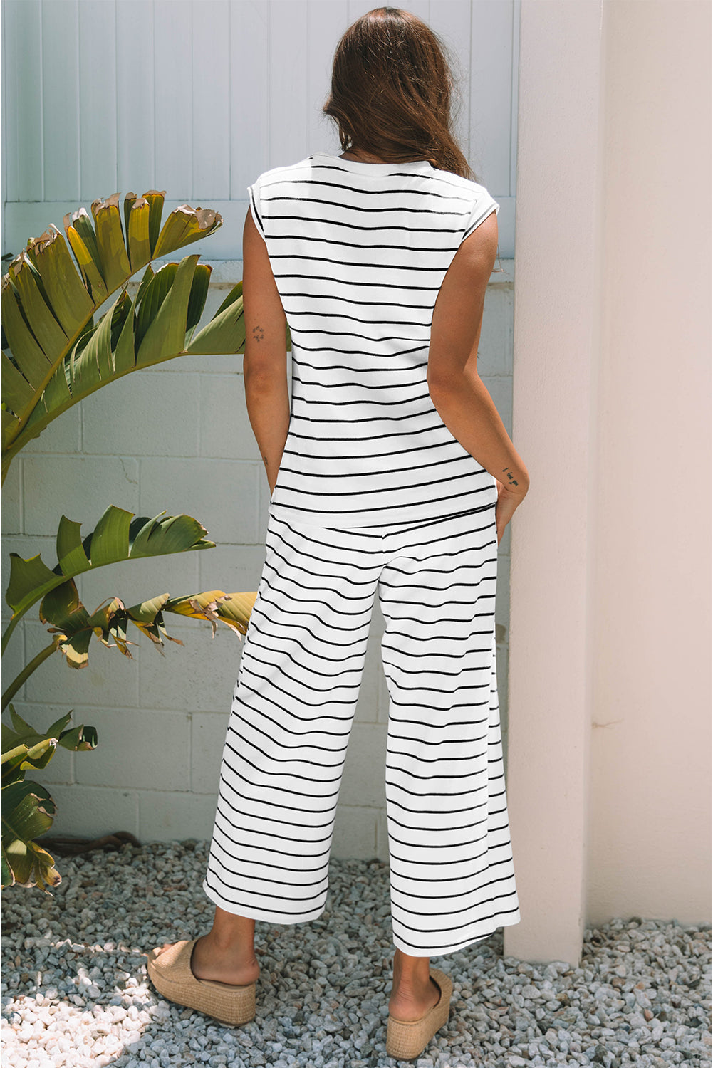 Avery Stripe Casual Wide Leg 2pcs