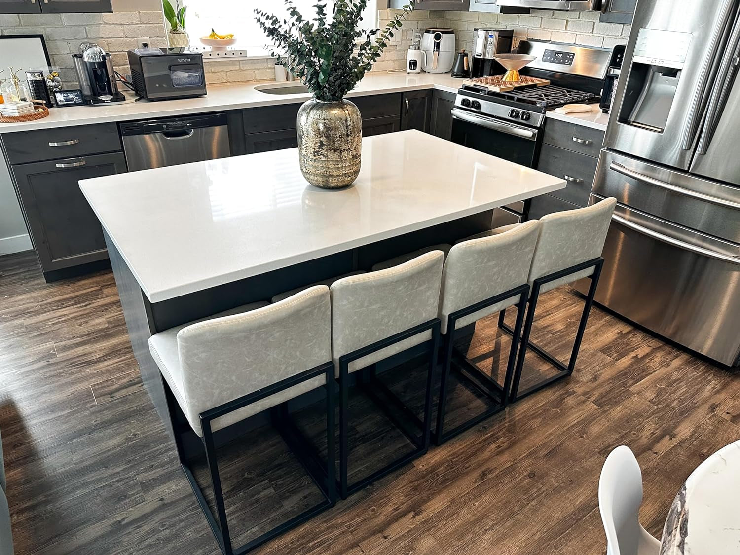 Bar Stools Set of 4 - Counter Height Bar Stool Pu Leather Kitchen Modern Bar Chairs, Bar Stools with Back ShipItFurniture
