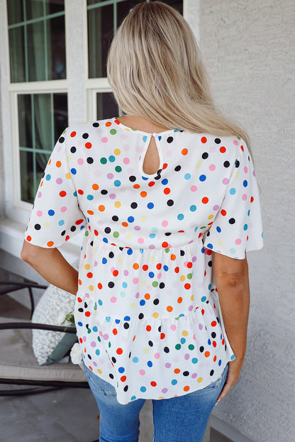 Keira Polka Dot Babydoll Blouse