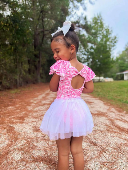 Pink leopard bow back leotard - Get it from Bo