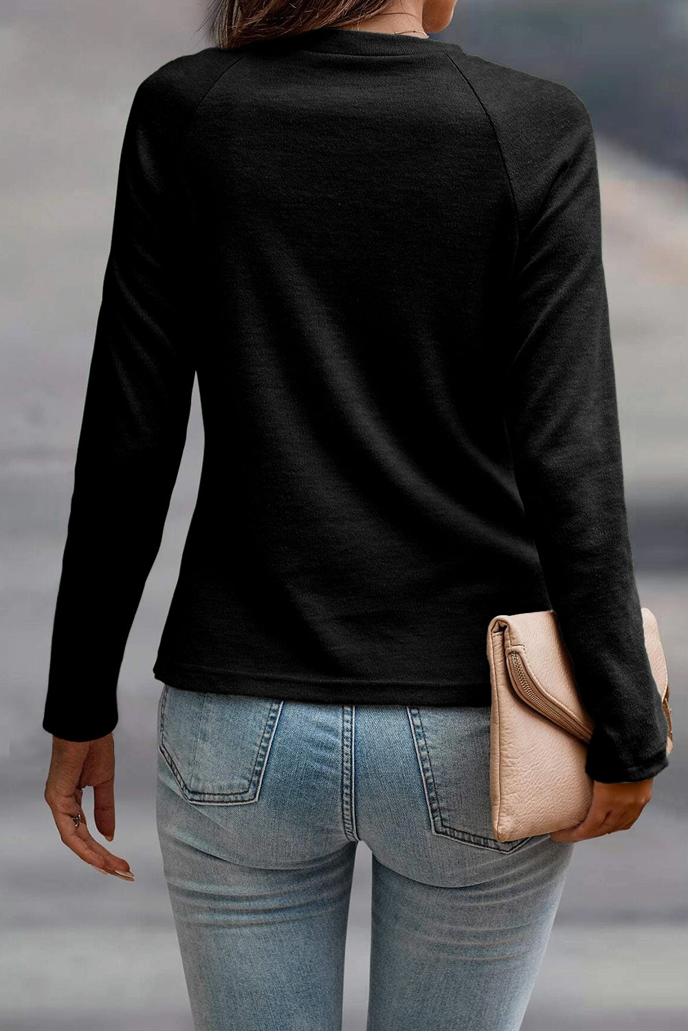 Millie Seam Detail Raglan Long Sleeve Top Threaded Pear