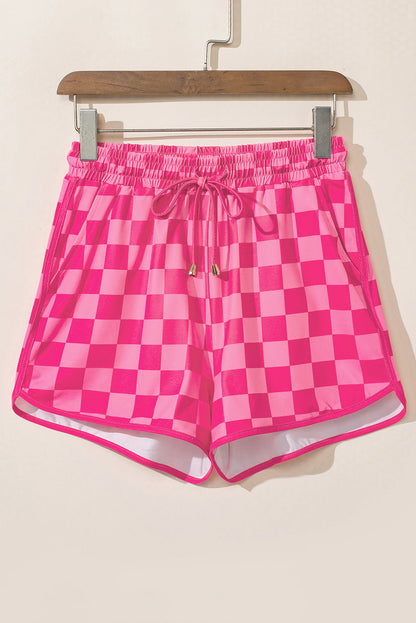 Checkered Drawstring Casual Shorts