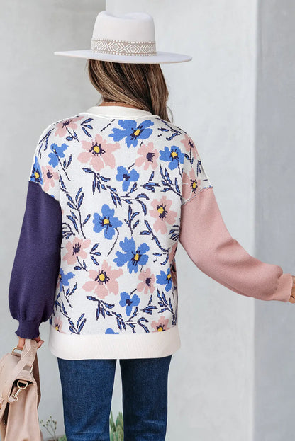 Lumivita Colorblock Sleeve Patchwork Sweater