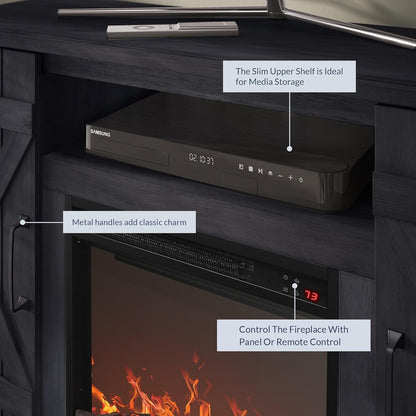 47 Inch Rustic Grey Fireplace TV Stand For 50 Inch TV ShipItFurniture