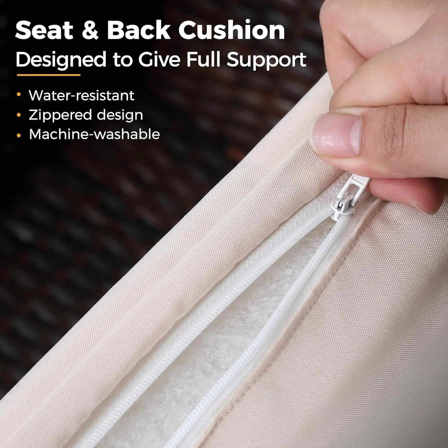 4 Piece Outdoor Patio Furniture Sets, Wicker Conversation Set for Porch Deck, Brown Rattan Sofa Chair with Cushion-4