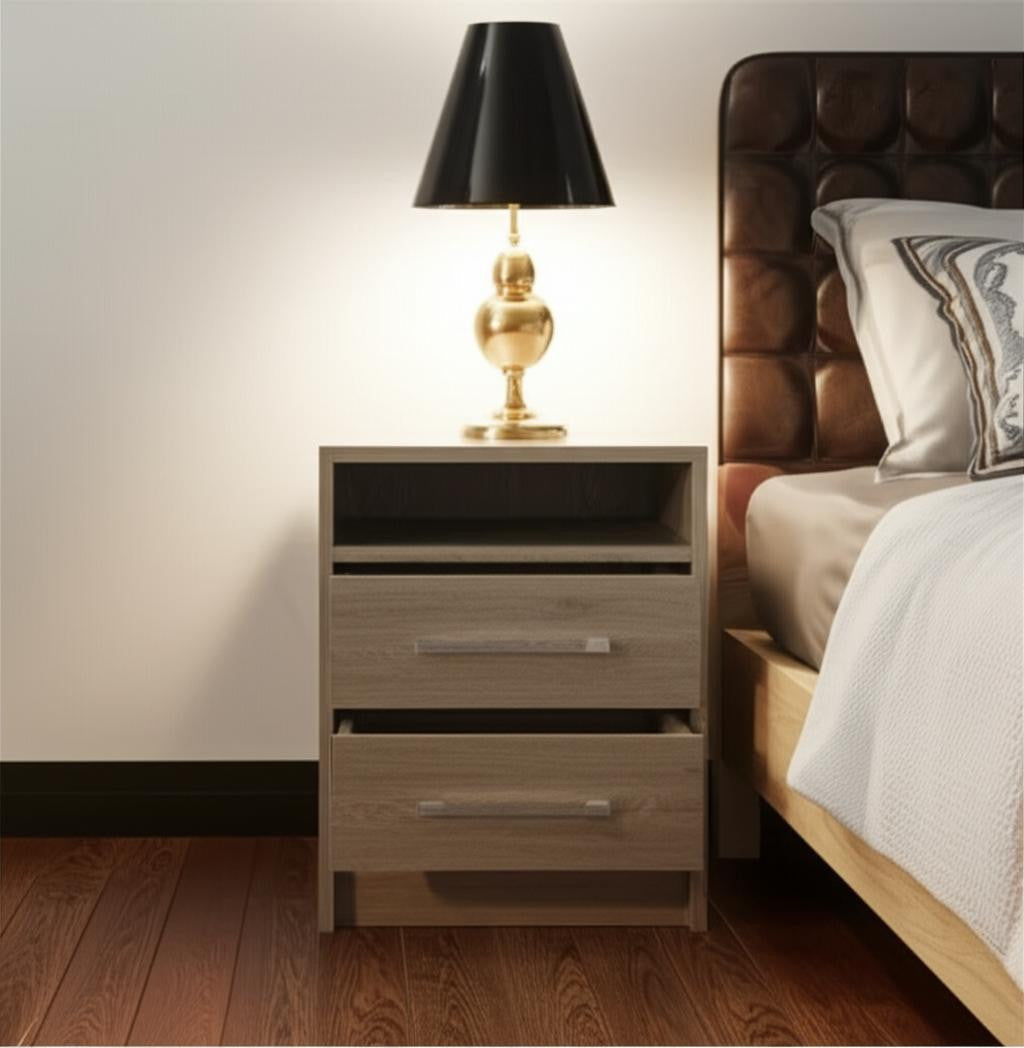 20" Wood Two Drawer Nightstand Homeroots