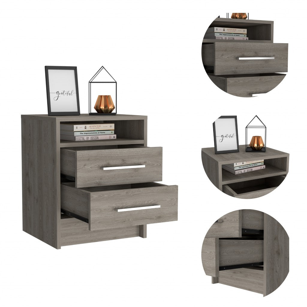 20" Wood Two Drawer Nightstand Homeroots