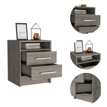 20" Wood Two Drawer Nightstand Homeroots