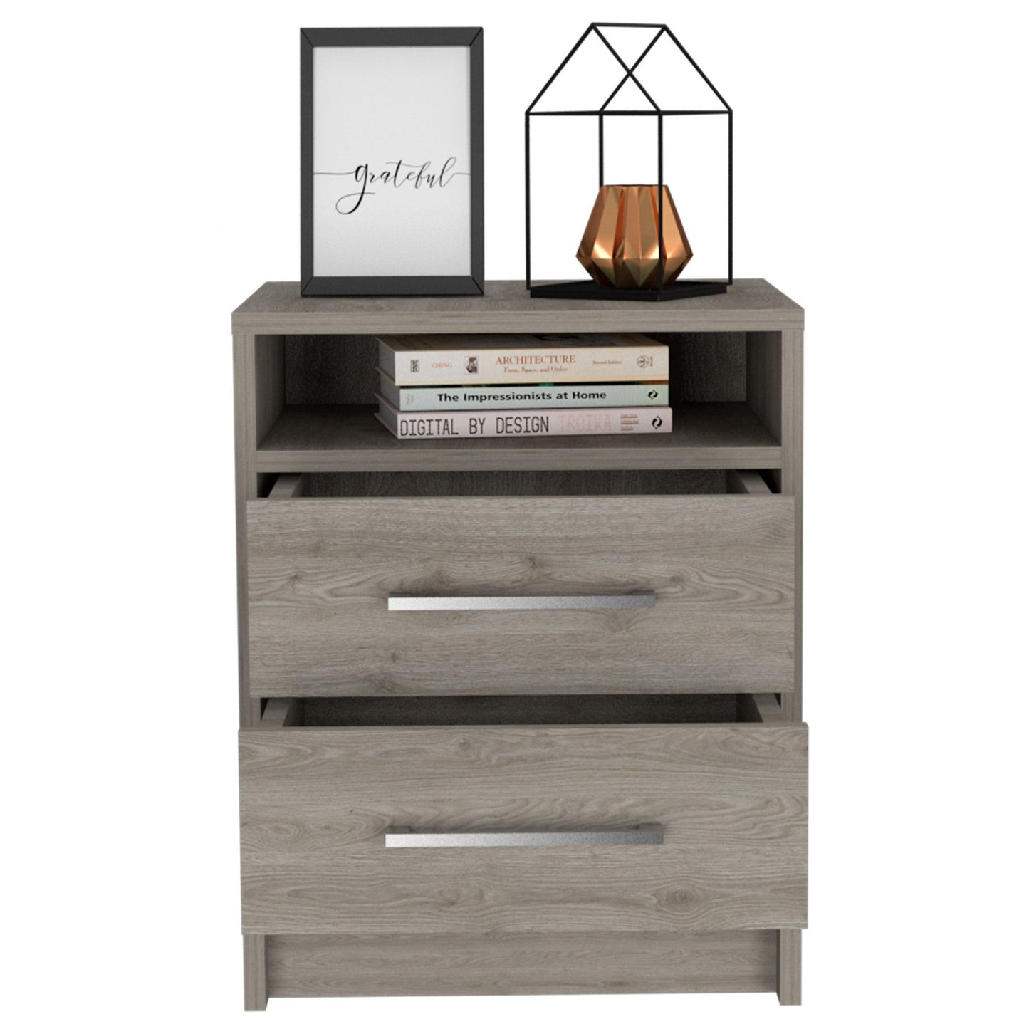 20" Wood Two Drawer Nightstand Homeroots
