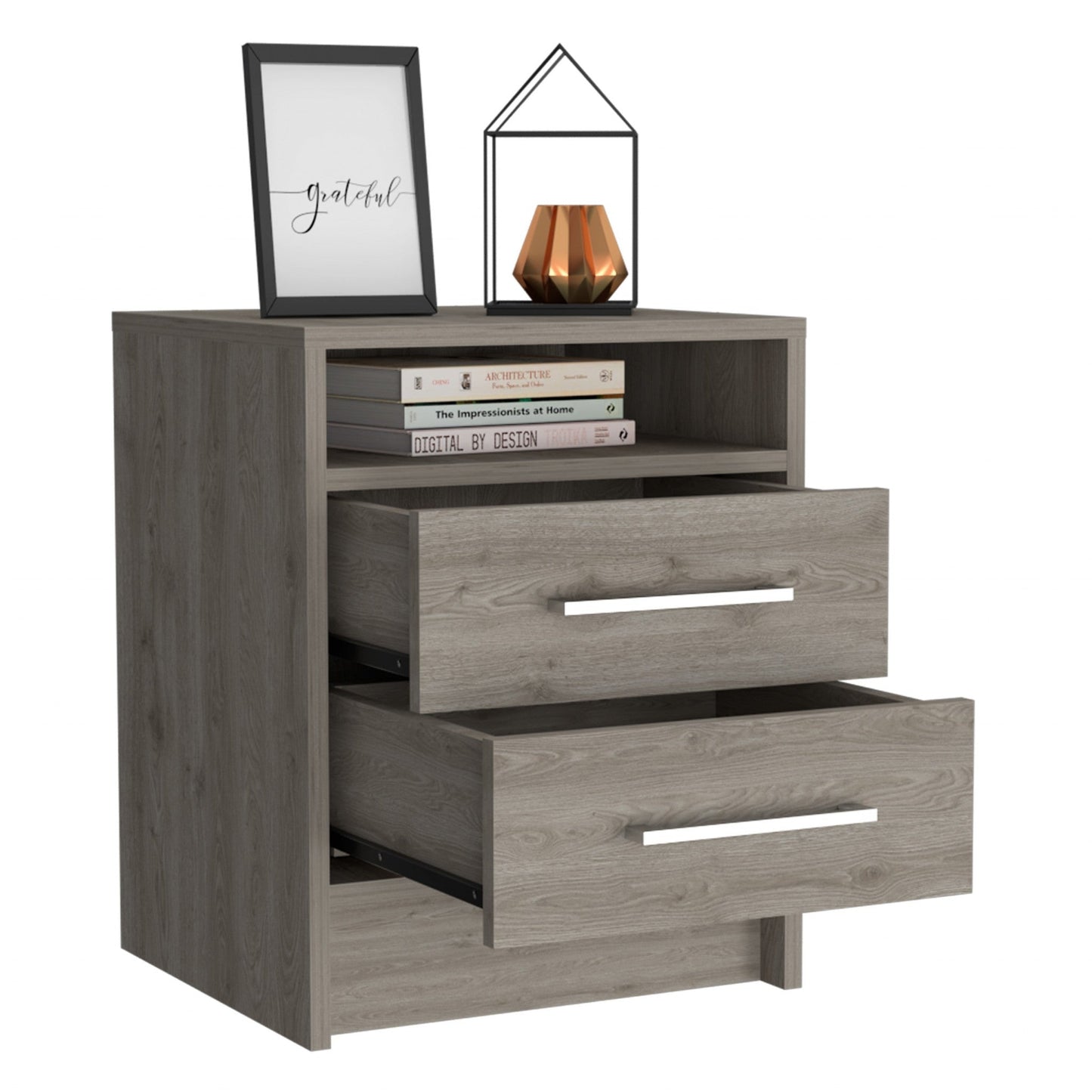 20" Wood Two Drawer Nightstand Homeroots