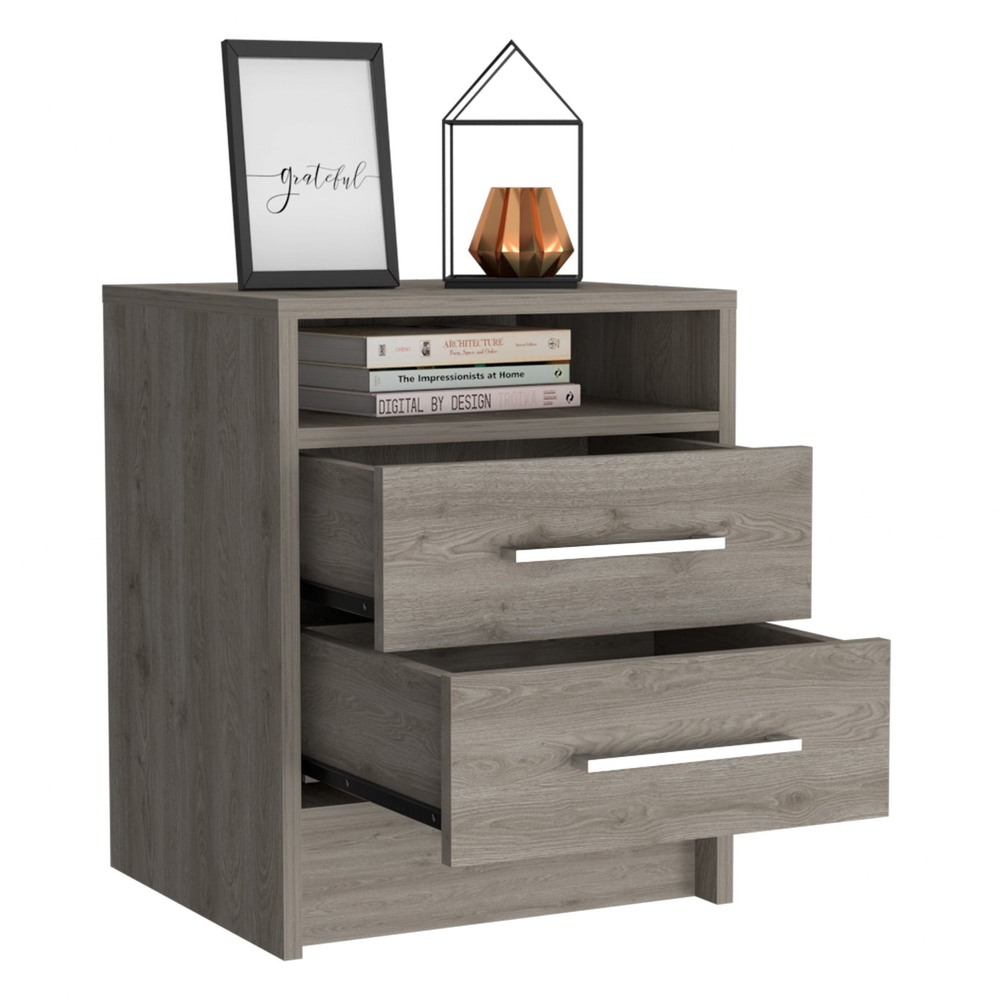 20" Wood Two Drawer Nightstand Homeroots