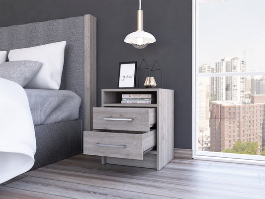 20" Wood Two Drawer Nightstand Homeroots