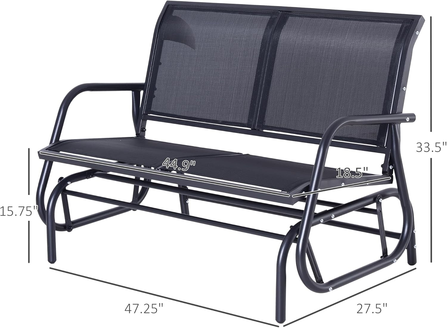 Two Person Outdoor Glider Bench with Steel Frame ShipItFurniture