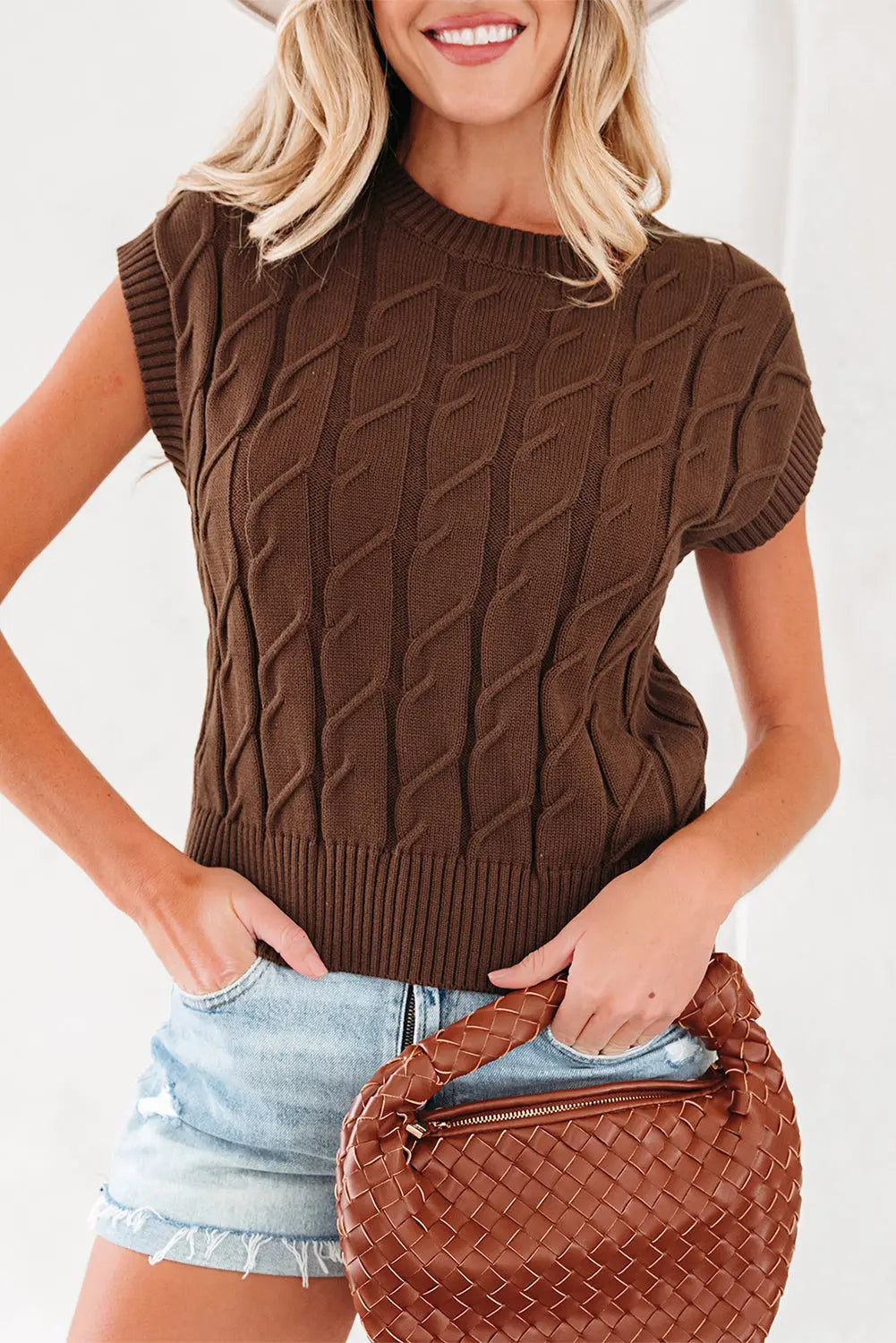 Lyrajira Texture Short Sleeve Sweater