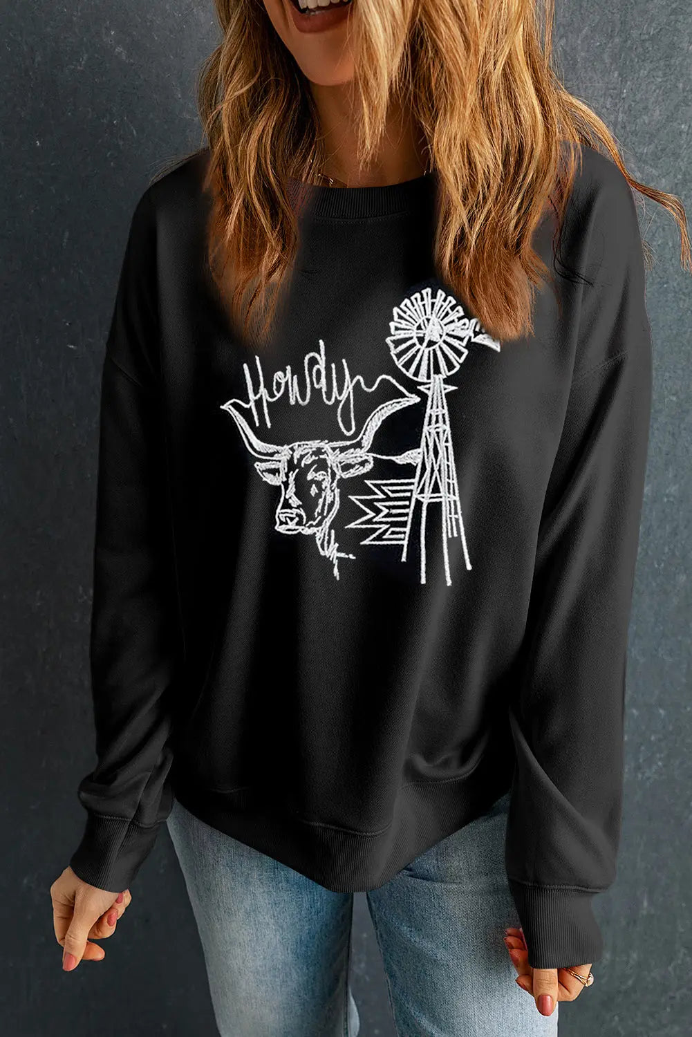 Adanique Cow Western Graphic Sweatshirt