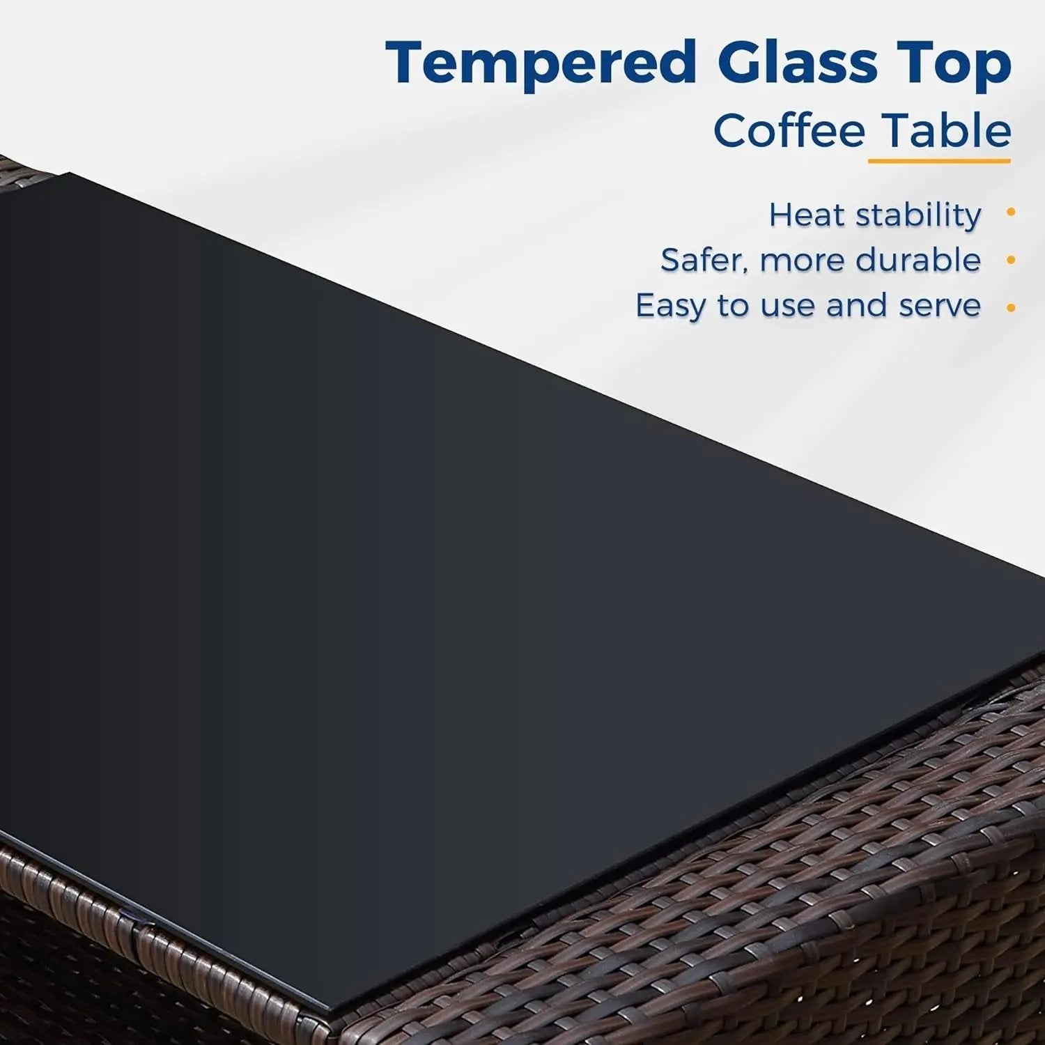 4 Piece Outdoor Patio Furniture Sets, Wicker Conversation Set for Porch Deck, Brown Rattan Sofa Chair with Cushion-3