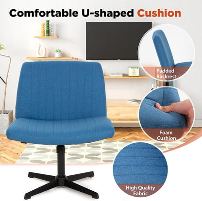 Blue Armless Swivel Height Adjustable Office Chair