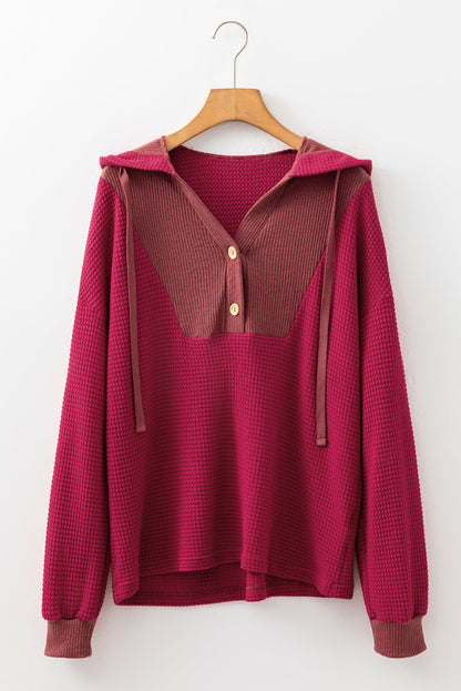 River Waffle Hooded Long Sleeve Top