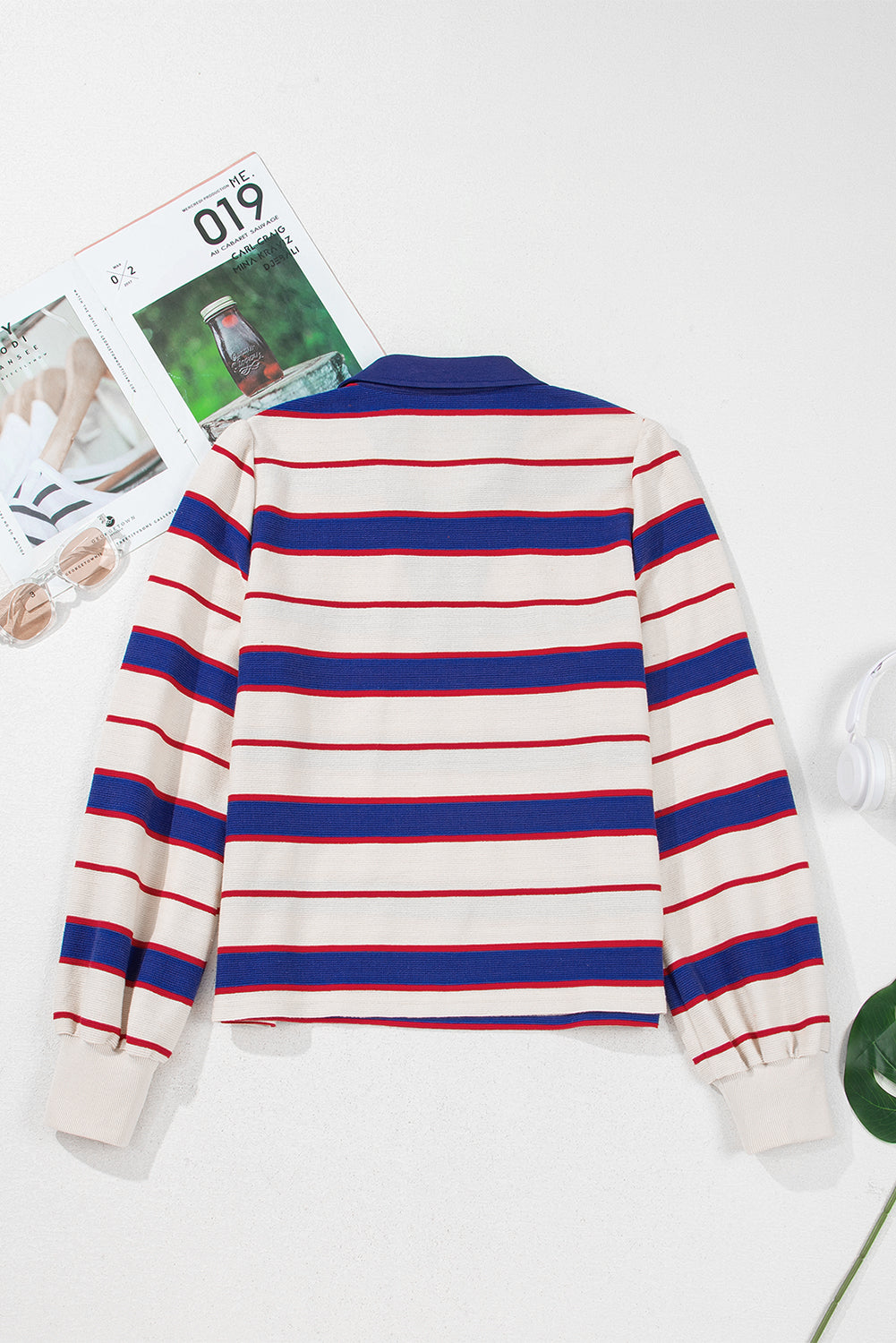 Genesis Stripe Polo Pullover Sweatshirt Threaded Pear