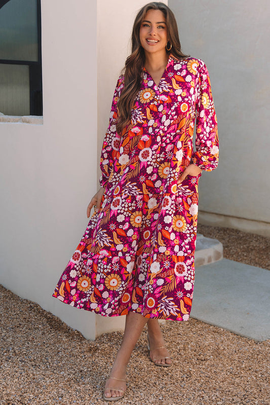 Alina Collared Tiered Long Dress Threaded Pear