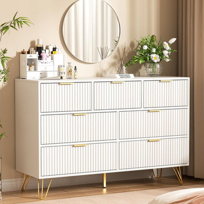 White Dresser 47 Inch Wide Modern Storage With Drawers ShipItFurniture