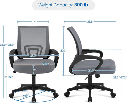 2 Pack Ergonomic Mesh Office Chairs With 360 Degree Rolling Casters Dark Gray For Home Office
