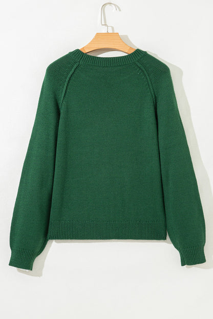 Eleanor Evergreen Raglan Sleeve Sweater