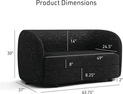 Nimiane Modern Boucle Sofa Set Black With Curved Arms ShipItFurniture
