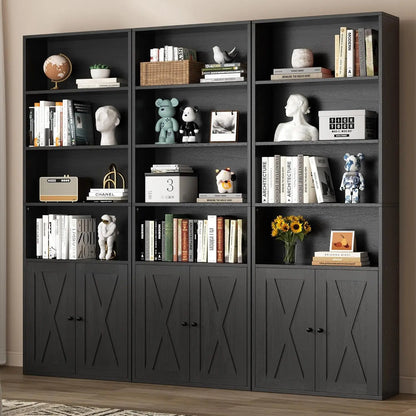 Industrial Black Floor Standing Bookcase With Doors ShipItFurniture