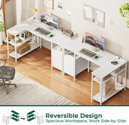 47 Inch L Shaped Desk With Power Outlets For Home Office - Get it from Bo